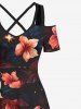Glitter Stars Ombre Floral Galaxy Print Plus Size Matching Hawaii Beach Outfit For Couples -  
