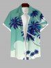 Tenue de Plage Grande Taille Mignon Contrastant Imprimé Cocotier pour Couples - Vert 