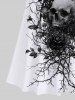 Plus Size Skull Rose Flower Branch Crow Print Halloween Costume Crisscross A Line Maxi Dress -  