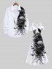 Plus Size Skull Rose Flower Branch Crow Print Halloween Costume Crisscross A Line Maxi Dress -  