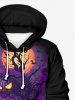 Plus Size Pumpkin Lantern Tree Branch Moon Bat Print Halloween Pocket Drawstring Pullover Hoodie For Men -  