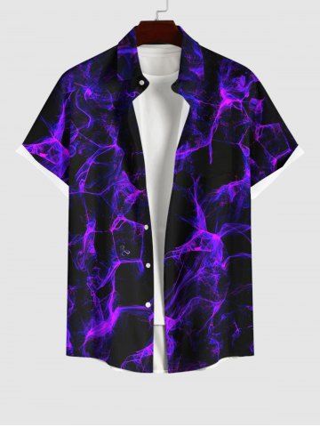 Plus Size Fog Glitter 3D Print Hawaii Shirt For Men - BLACK - XL