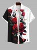 Rose Flowers Contrast Colorblock Print Plus Size Matching Hawaii Beach Outfit For Couples -  