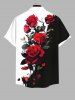 Rose Flowers Contrast Colorblock Print Plus Size Matching Hawaii Beach Outfit For Couples -  