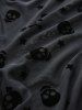 Plus Size Skulls Stars Mesh Flocking Sleeves Lace Up Grommet Buckle Straps Crinkle Top -  