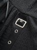 Plus Size Skulls Stars Mesh Flocking Sleeves Lace Up Grommet Buckle Straps Crinkle Top -  