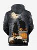 Sweat à Capuche D'Halloween Chauve-souris Citrouille et Chat Imprimés Grande Taille avec Poche à Cordon - Multi-A 8XL