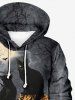 Sweat à Capuche D'Halloween Chauve-souris Citrouille et Chat Imprimés Grande Taille avec Poche à Cordon - Multi-A 8XL