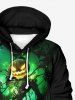 Plus Size Halloween Costume Pumpkin Latern Skeleton Wizard Print Pocket Drawstring Hoodie -  