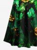 Robe D'Halloween Festonnée Sorcier Squelette Citrouille Imprimés de Grande Taille - Multi-A 3X
