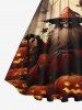 Robe D'Halloween Vintage Transparente Crâne Citrouille Imprimées Grande Taille - Noir S