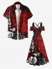 Plus Size Ombre Rose Flower Leaf Print Halloween Costume Crisscross A Line Maxi Dress -  