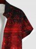 Plus Size Ombre Rose Flower Leaf Print Halloween Button Pocket Shirt For Men -  