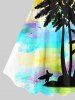Robe débardeur grande taille à imprimé ombré cocotier, mer et ciel, style hawaïen - Multi-A 4X