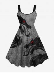 Plus Size Halloween Costume Dragon Floral Pattern Print Tank Dress -  