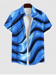 Plus Size Wave Gradient Abstract Art 3D Print Buttons Pocket Hawaii Shirt For Men -  