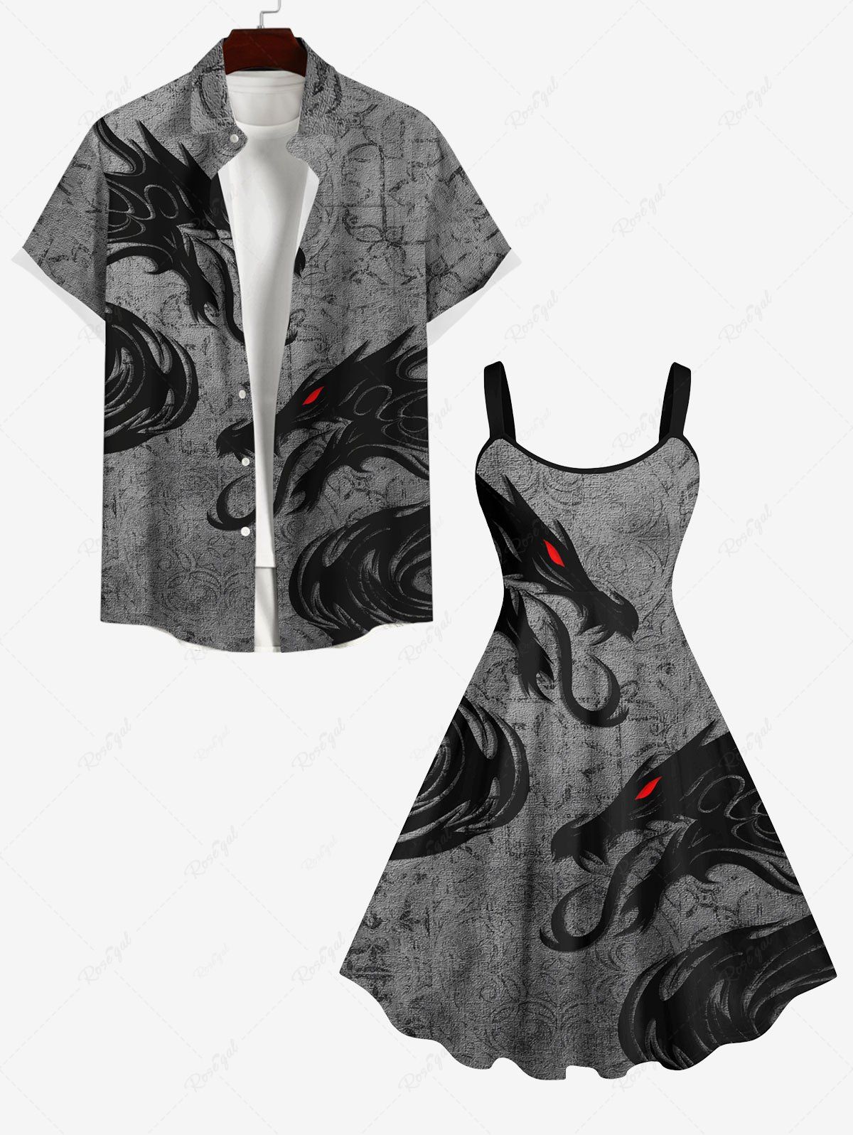 Outfit Halloween Costume Dragon Floral Pattern Print Plus Size Matching Outfit For Couples  