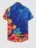 Plus Size Tropical Leaves Floral Print Hawaii Ombre Button Pocket Shirt For Men -  