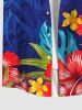 Plus Size Tropical Leaves Floral Print Hawaii Ombre Button Pocket Shirt For Men -  