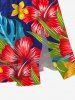 Robe Mi-Longue Feuille Tropicale Ombrée Ligne A de Grande Taille avec Poche - Bleu Ciel 1X