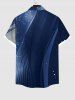 Plus Size Curve Ombre Light Beam Galaxy Print Hawaii Button Pocket Shirt For Men -  