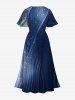 Robe Mi-longue Boutonnée à Imprimé Galaxie Grande Taille - Bleu de Minuit 5X