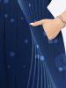 Robe Mi-longue Boutonnée à Imprimé Galaxie Grande Taille - Bleu de Minuit 5X