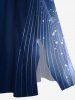 Robe Mi-longue Boutonnée à Imprimé Galaxie Grande Taille - Bleu de Minuit 5X