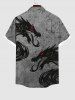 Chemise D'Halloween Motif de Dragon et de Fleur avec Poche de Grande Taille - Gris Foncé S