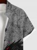 Chemise D'Halloween Motif de Dragon et de Fleur avec Poche de Grande Taille - Gris Foncé S