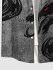 Chemise D'Halloween Motif de Dragon et de Fleur avec Poche de Grande Taille - Gris Foncé S
