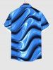 Plus Size Wave Gradient Abstract Art 3D Print Buttons Pocket Hawaii Shirt For Men -  