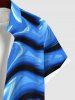 Plus Size Wave Gradient Abstract Art 3D Print Buttons Pocket Hawaii Shirt For Men -  