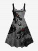Plus Size Halloween Costume Dragon Floral Pattern Print Tank Dress -  