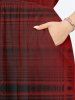Plus Size Ombre Plaid Colorblock Print Split Hawaii Midi Dress -  