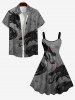 Plus Size Halloween Costume Dragon Floral Pattern Print Tank Dress -  
