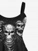 Plus Size Halloween Costume Skulls Fire Flame Print Tank Dress -  