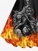 Plus Size Halloween Costume Skulls Fire Flame Print Tank Dress -  