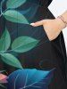 Plus Size Hibiscus Flowers Print Split Hawaii Midi Dress -  