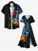 Plus Size Hibiscus Flowers Print Split Hawaii Midi Dress -  