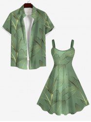 Costume de Plage Grande Taille Imprimé à Feuilles Tropicales - Vert 