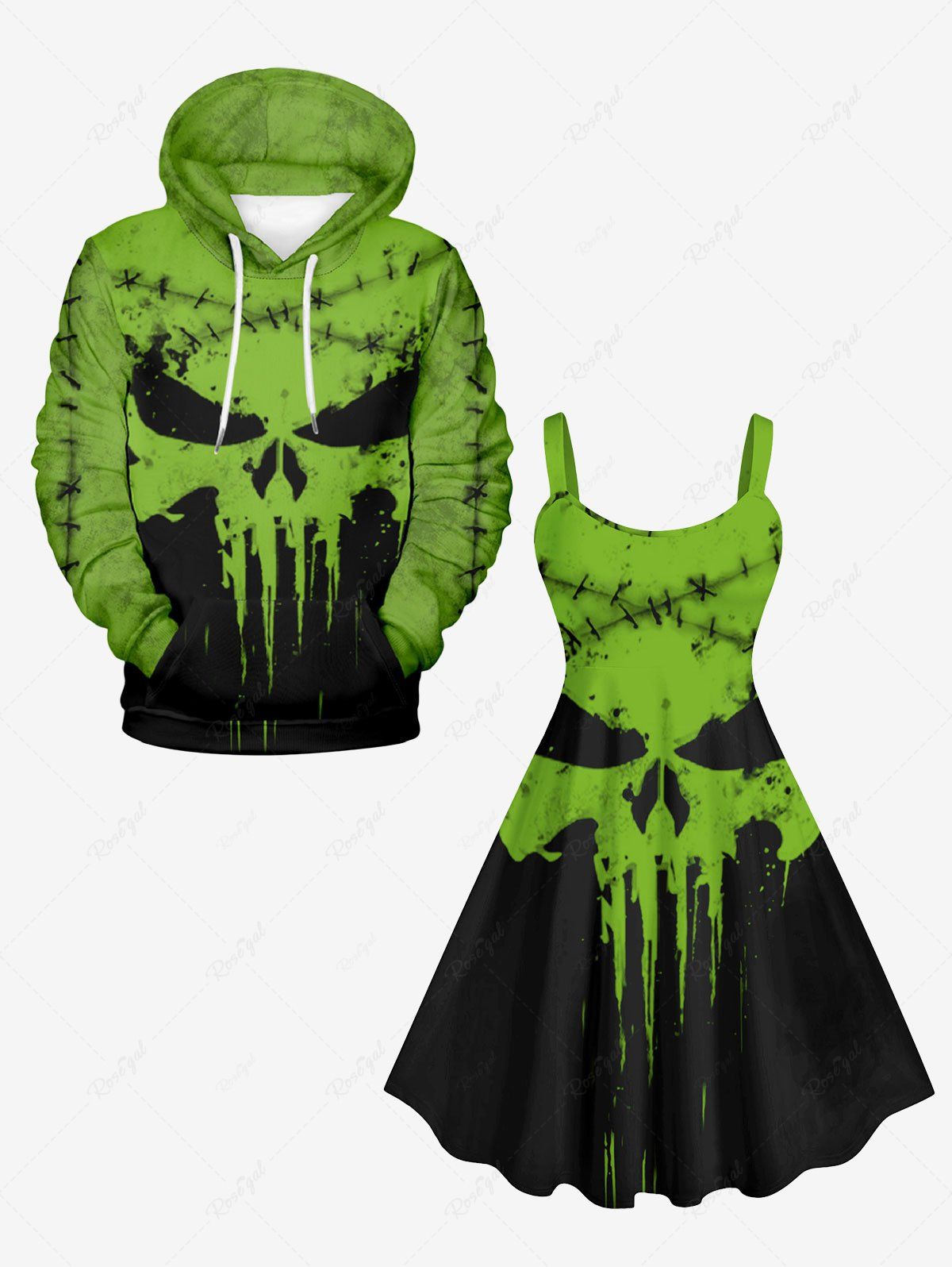 Buy Halloween Costume Pumpkin Face Paint Drop Ripped Stitching 3D Print Plus Size Matching Outfit For Couples  