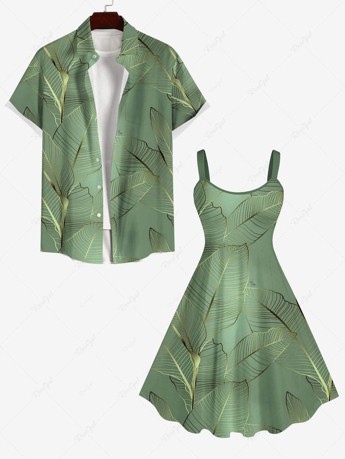 Costume de Plage Grande Taille Imprimé à Feuilles Tropicales Vert 