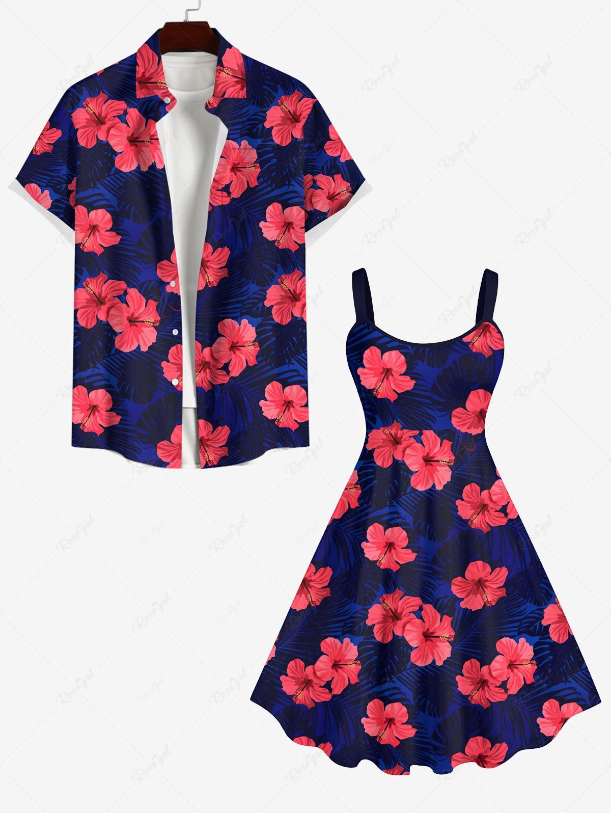 Costume D'habit de Grande Taille Imprimée de Feuilles Tropicales Multi-A 
