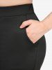 Haut Grande Taille à Col Plongeant en Velours avec Poches à Lacets - Rouge 