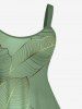 Costume de Plage Grande Taille Imprimé à Feuilles Tropicales - Vert 