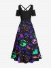 Halloween Costume Ombre Skull Bat Butterfly Moon Star Galaxy Planet Mushroom Print Plus Size Matching Set For Couples -  