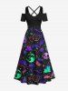 Halloween Costume Ombre Skull Bat Butterfly Moon Star Galaxy Planet Mushroom Print Plus Size Matching Set For Couples -  
