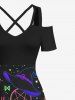 Halloween Costume Ombre Skull Bat Butterfly Moon Star Galaxy Planet Mushroom Print Plus Size Matching Set For Couples -  