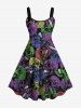 Halloween Costume Colorful Plaid Skulls Print Plus Size Matching Set For Couples -  